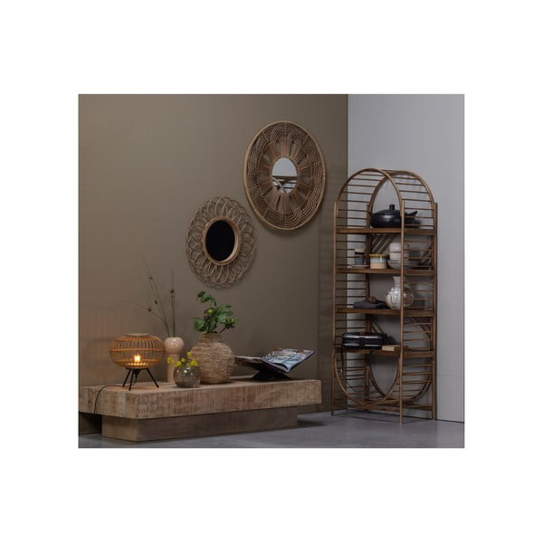 Zidno ogledalo s okvirom od bambusa ø 59 cm Flores – Basiclabel -image-1