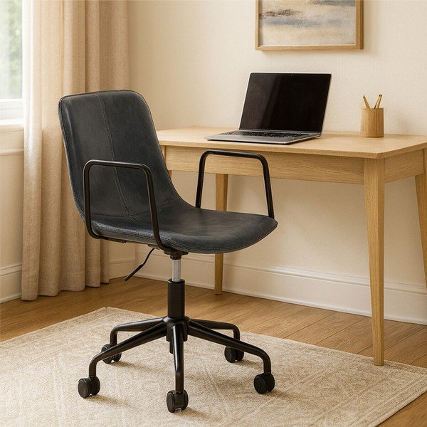 Tamno siva uredska stolica od umjetne kože Branson – Premier Housewares-image-3