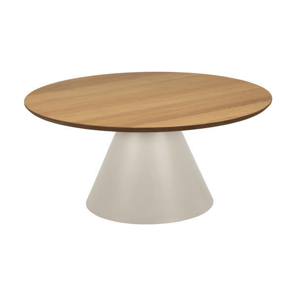 Krem/u prirodnoj boji okrugao stolić za kavu s pločom stola u dekoru hrasta ø 85 cm Soli – Actona-image-2