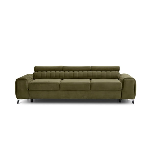 Kaki zelena baršunasti sklopiva sofa 261 cm Laurence – ELTAP