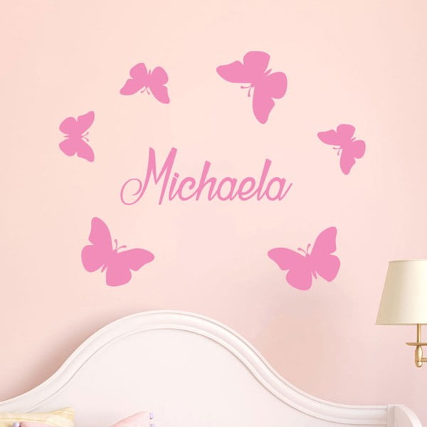 Komplet ružičastih zidnih dječjih naljepnica s abecedom Ambiance Butterflies