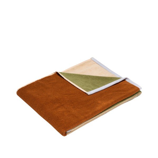 Smeđi pamučan ručnik od frotira 70x140 cm Block – Hübsch