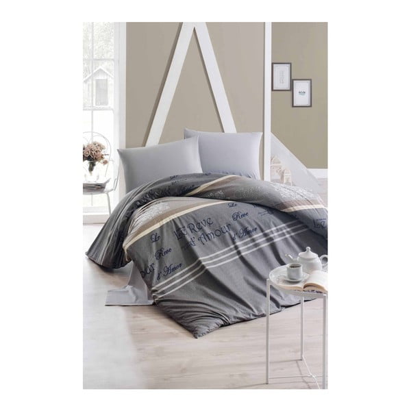 Pamučna posteljina sa plahtama za bračni krevet Sabin, 200 x 220 cm