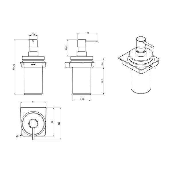 Crno-bijeli mjedeni dozator za zidni sapun Sapho Zen, 250 ml-image-3
