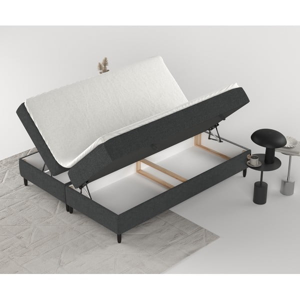 Tamno sivi boxspring krevet s prostorom za pohranu 200x200 cm Malte – Maison de Rêve-image-3