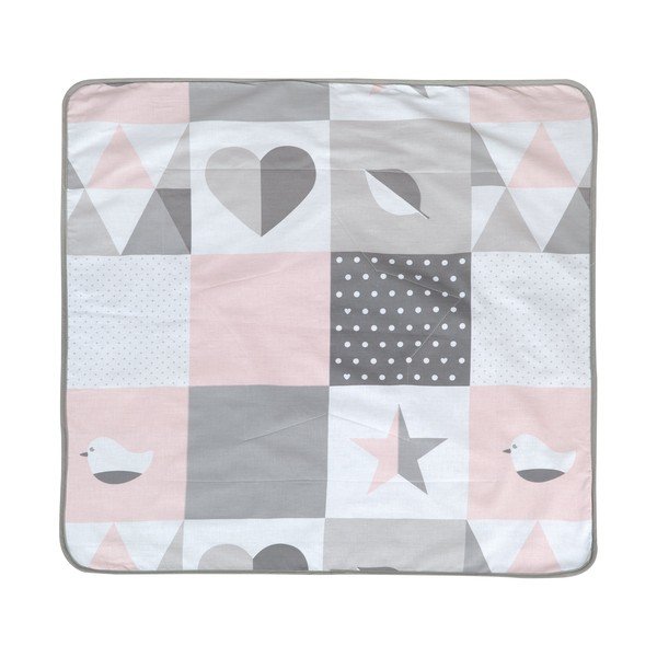 Ružičasta/siva deka za bebe od mikropliša 80x80 cm Happy Patch – Roba