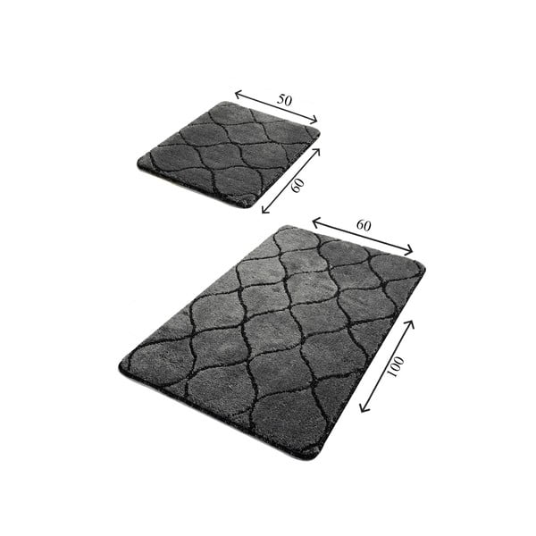 Set od 2 tamnosive pravokutne kupaonske prostirke Foutastic Wave-image-2