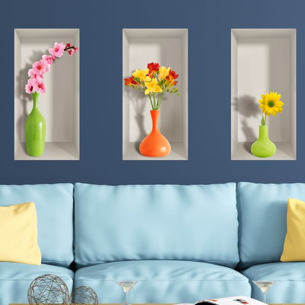 Set od 3 3D zidne naljepnice Ambiance Spring Flowers