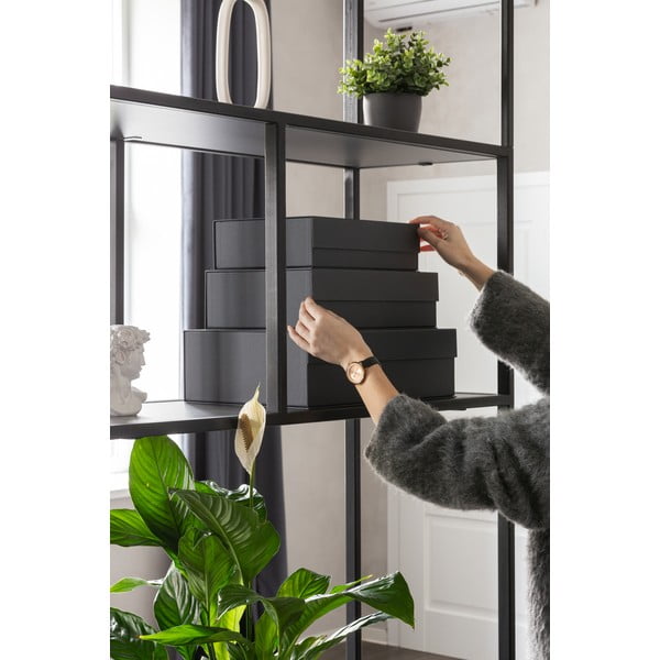 Tamno sive kartonske kutije za pohranu u setu 3 kom s poklopcem 42,5x29,5x13 cm Kian Paper Laminate – Bigso-image-1