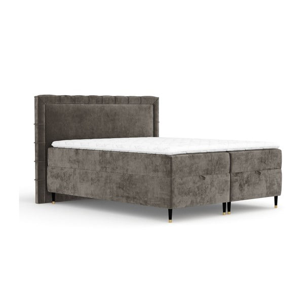 Tamno sivi boxspring krevet s prostorom za pohranu 160x200 cm Voyage – Maison de Rêve