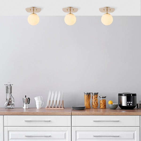 Stropna svjetiljka u zlatnoj boji sa staklenim sjenilom 20x25 cm Well – Opviq lights-image-1