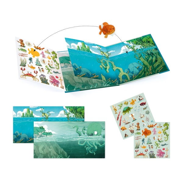 Set knjiga s naljepnicama Djeco Sea Sticker Story