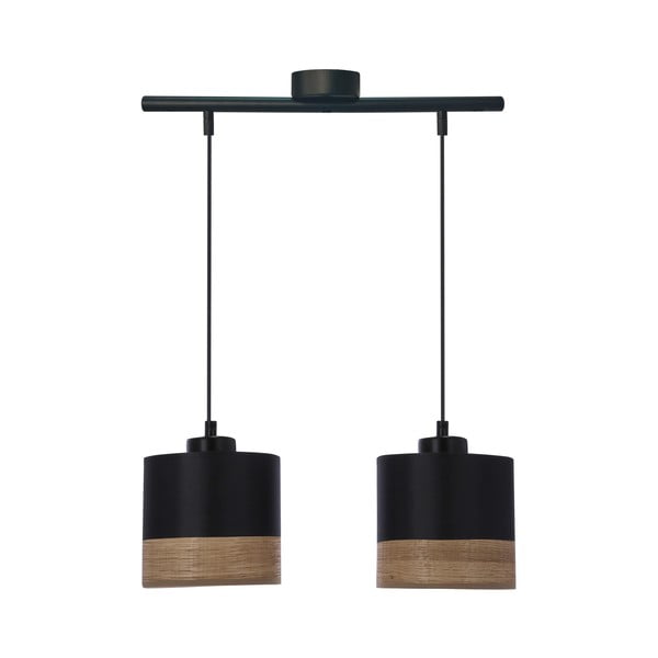Crna viseća svjetiljka s tekstilnim sjenilom ø 15 cm Porto – Candellux Lighting
