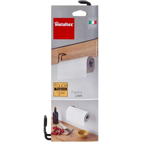 Crni zidni držač za kuhinjske krpe Metaltex-image-4