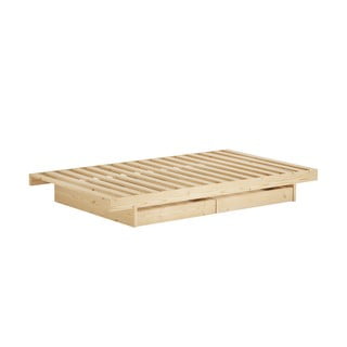Krevet od masivnog bora s prostorom za pohranu s podnicom 90x200 cm u prirodnoj boji Kanso – Karup Design