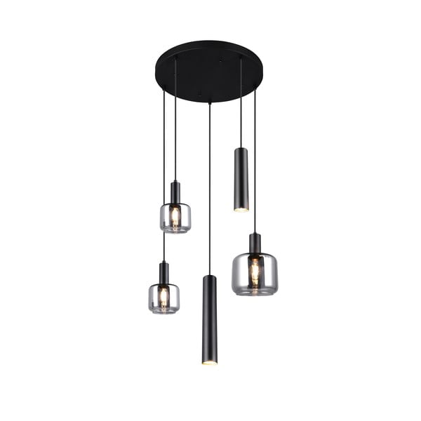 Crna viseća svjetiljka s metalnim sjenilom/sa staklenim sjenilom ø 40 cm Mataro – Trio-image-1