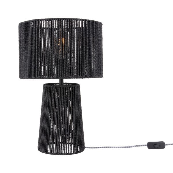 Crna stolna lampa sa sjenilom od papirne špage (visina 47 cm)  Forma Pin – Leitmotiv
