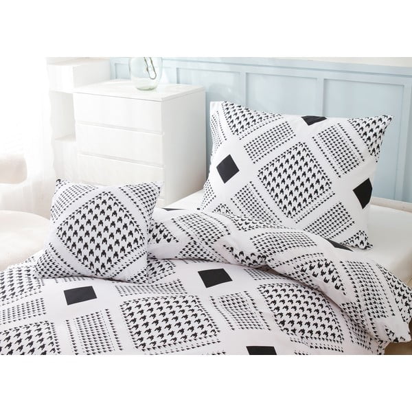 Crno-bijela 3-dijelna posteljina za krevet za jednu osobu od mikrosatena 140x200 cm Roberto – My House-image-2