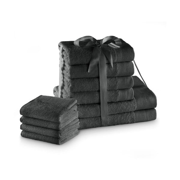 Tamno sivi pamučni set ručnika 10 kom od frotira Amari – Restilo