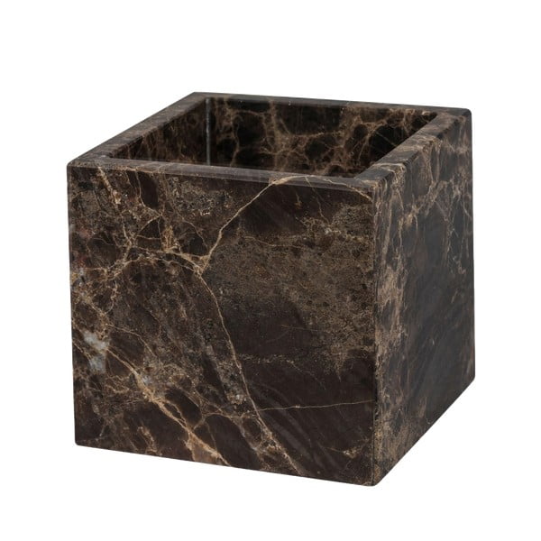 Tamno smeđi mramoran kupaonski organizator za pamučne vatice Marble – Mette Ditmer Denmark