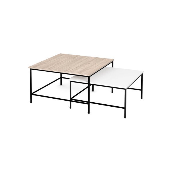 Bijeli/natur stolići za kavu u setu 2 kom s pločom stola u dekoru hrasta 80x80 cm Fiorenza – Marckeric-image-3