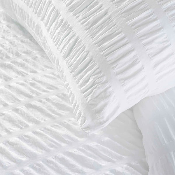 Bijela posteljina za krevet za jednu osobu od krepa 140x200 cm Plissia – douceur d'intérieur-image-1