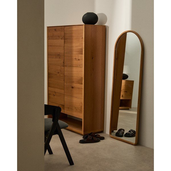 Zidno ogledalo s okvirom od masivnog drveta 55x155 cm Milsa – Kave Home-image-1