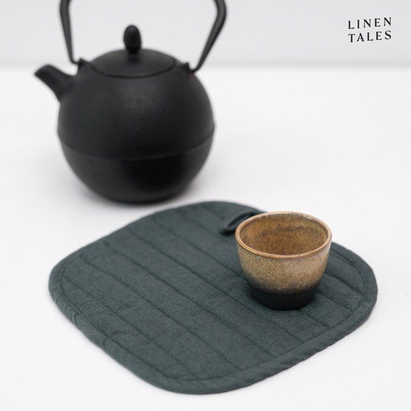 Lanena kuhinjska rukavica Forest Green – Linen Tales-image-2