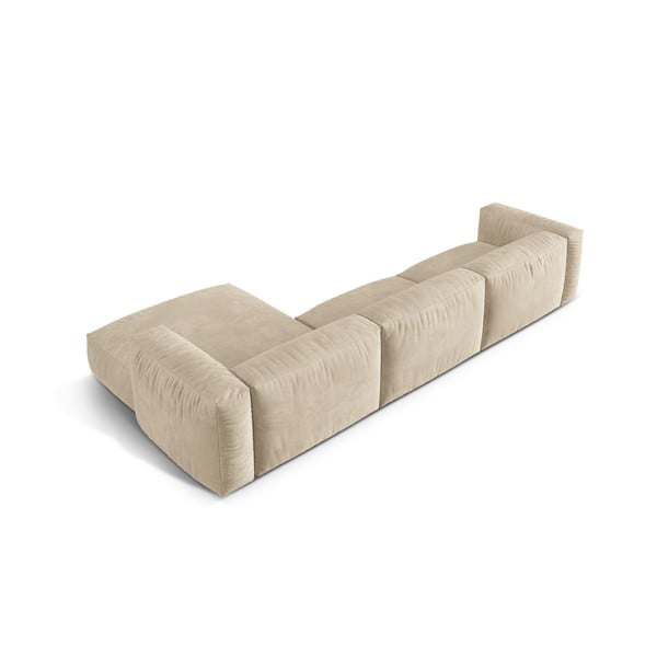 Bež baršunasti kutna garnitura (s desnim kutom/s ležaljkom) Martina – Micadoni -image-3