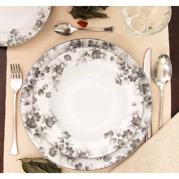 Bijeli/svijetlo sivi desertni porculanski tanjuri u setu 6 kom ø 19 cm Foliage gray – Villa Altachiara-image-3