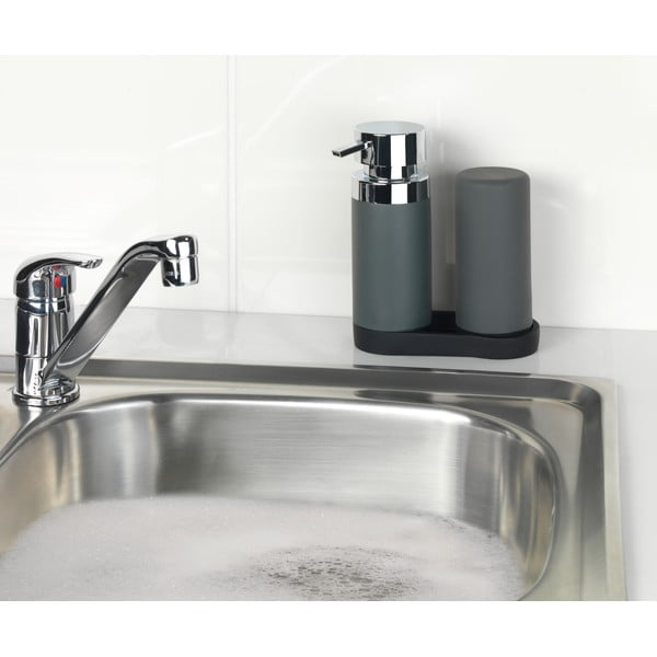 Set s dva siva spremnika za deterdžente s podmetačem Wenko Squeeze, 350 ml-image-2