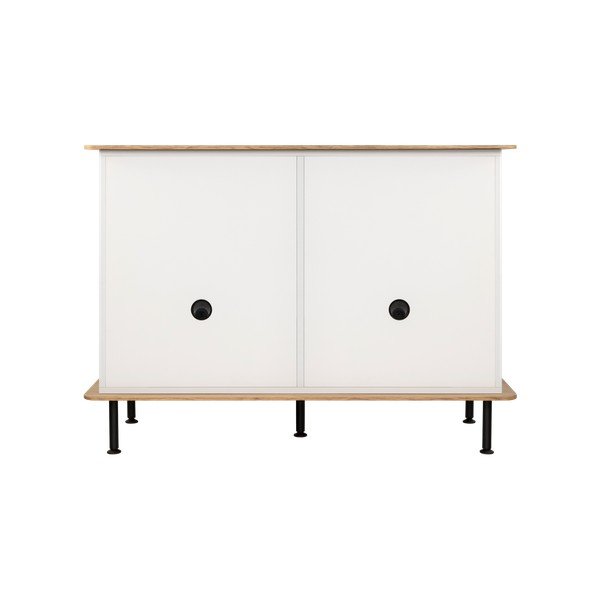 Sivo-bež komoda u dekoru hrasta s rupom za kabele 120x88x50 cm Suumo – noo.ma-image-4