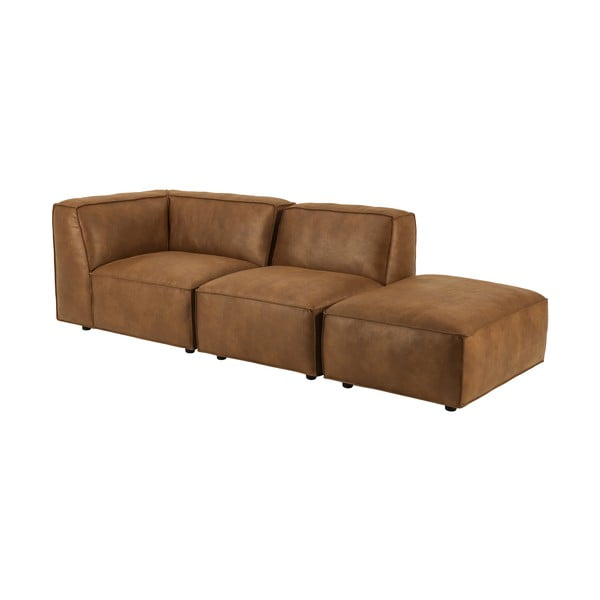 Konjak smeđa ležaljka od imitacije kože (s lijevim kutom) Fairfield Kentucky – Bonami Selection-image-3