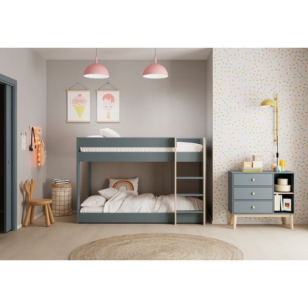 Dječji krevet prljavo zeleni na kat s podnicom 90x190 cm Angel – Marckeric-image-1