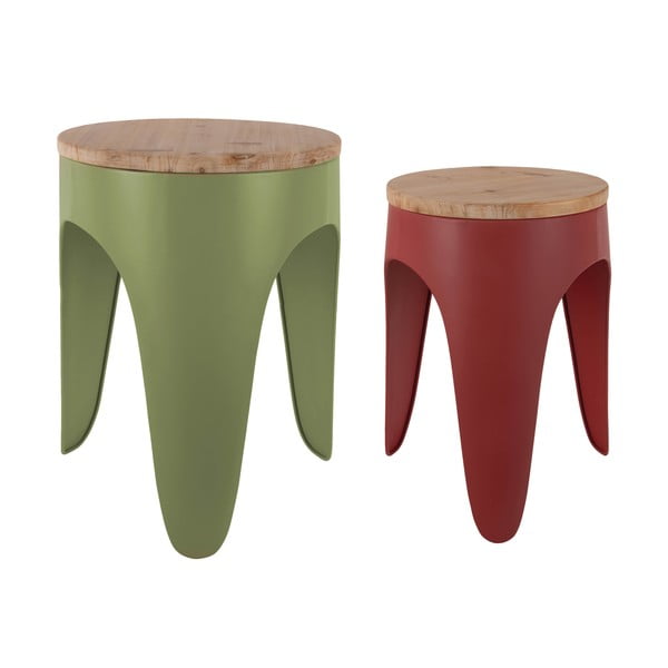 Crveni/zeleni metalni stolići u setu 2 kom Double Funky – Leitmotiv