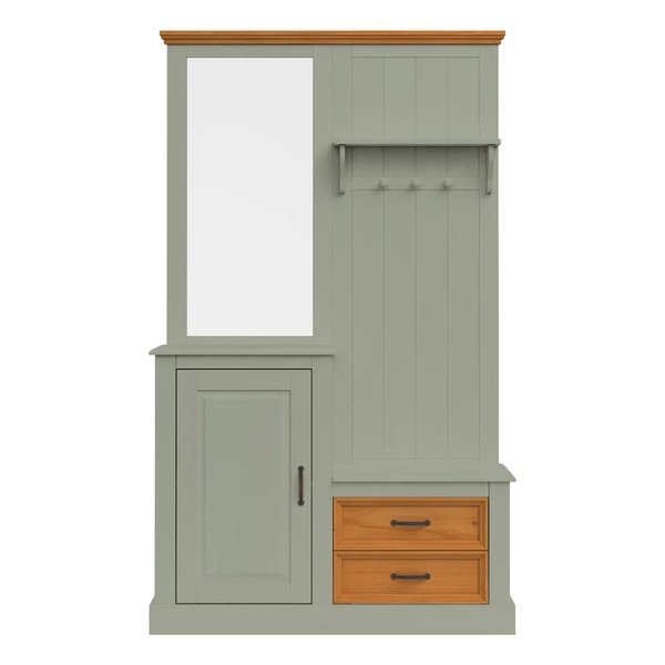 Zeleni/u svijetloj prirodnoj boji set za hodnik od masivnog bora 110x185x40 cm Selma – Støraa-image-3