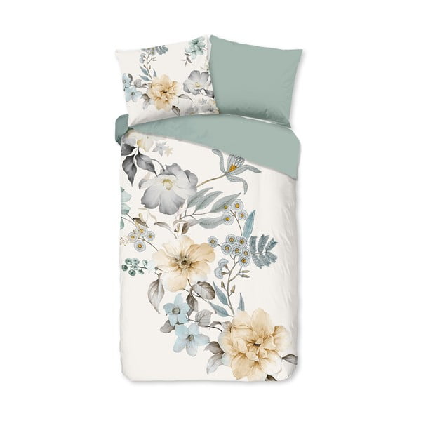 Zelena/krem pamučna posteljina za krevet za jednu osobu/za produženi krevet 140x220 cm Celina – Good Morning