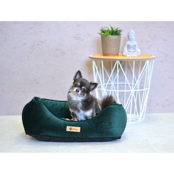 Tamnozeleni baršunasti krevet 55x42 cm Royal - Petsy-image-1