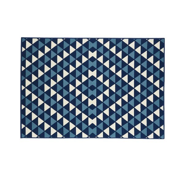 Tamnoplavi vanjski tepih Floorita Triangles, 133 x 190 cm-image-1