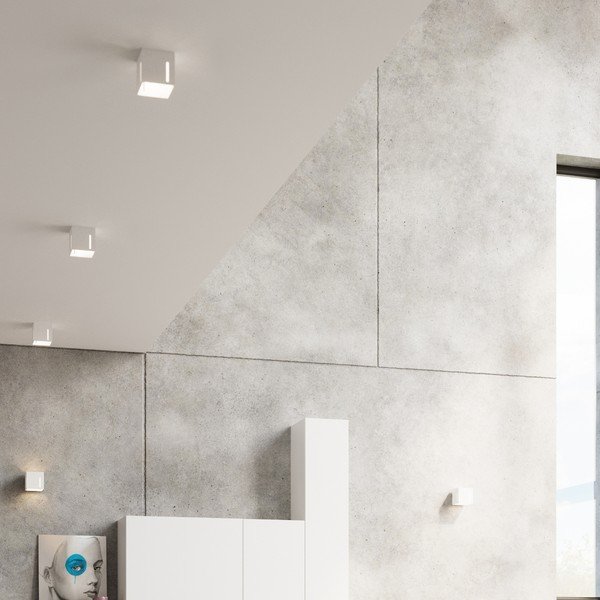 Bijela stropna svjetiljka s metalnim sjenilom 10x10 cm Pax – Sollux-image-3