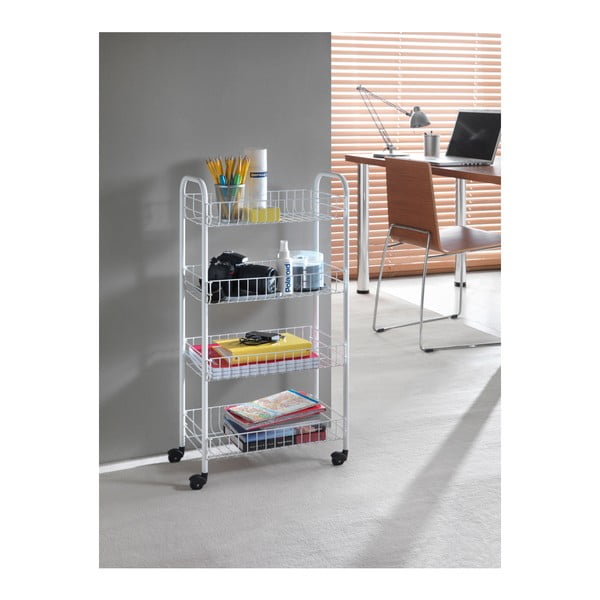 Bijela metalna mobilna polica 41x84 cm Pisa – Metaltex-image-4