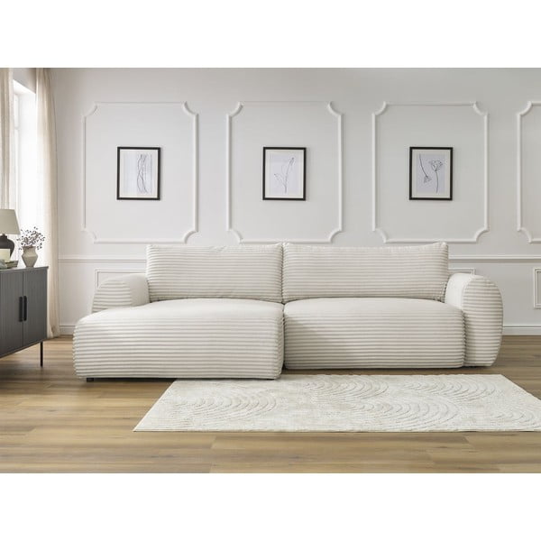 Krem sklopiva kutna garnitura od samta (s lijevim kutom) Lucien – Bobochic Paris-image-1