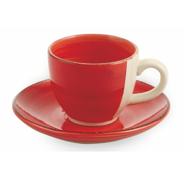 Set od 6 crvenih šalica za espresso s tanjurićem Villa d&#39;Este Baita, 90 ml