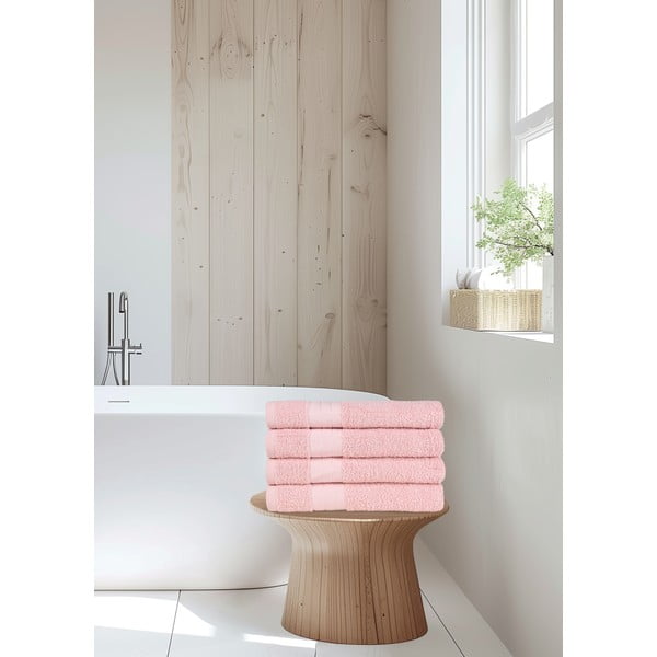 Ružičasti pamučni ručnici u setu 4 kom od frotira 50x100 cm – Good Morning-image-1
