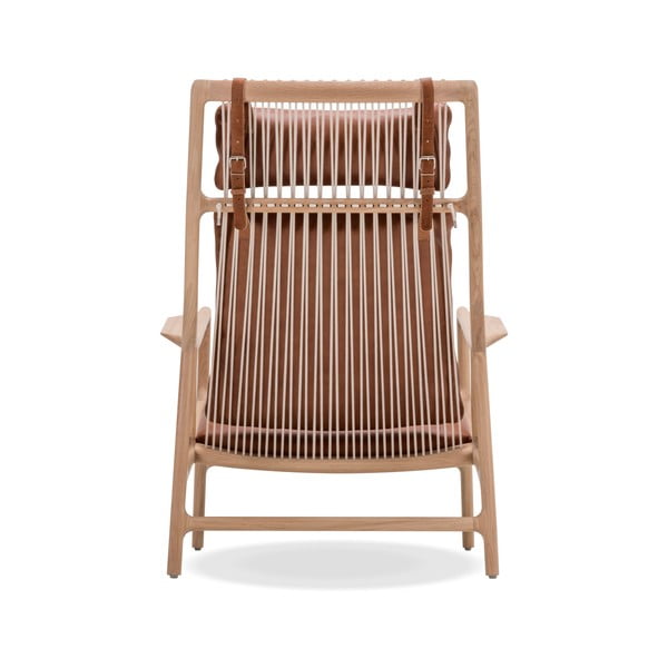 Fotelja s konstrukcijom od hrasta i sjedalom od konjak smeđe bivolje kože Gazzda Dedo-image-4