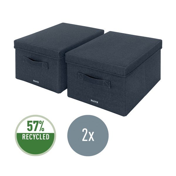 Tamno sive tekstilne kutije za pohranu u setu  2 kom s poklopcem 28.5x38x20 cm – Leitz-image-4