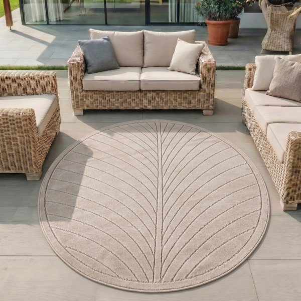 Bež okrugao unutarnji i vanjski tepih ø 120 cm Nova 1204 – Ayyildiz Carpets-image-1