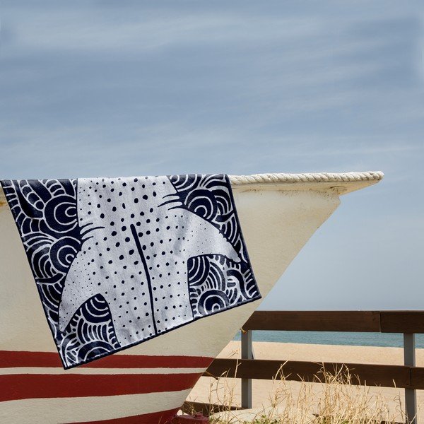 Tamnoplavi ručnik za plažu 90x180 cm Shark - DecoKing-image-1