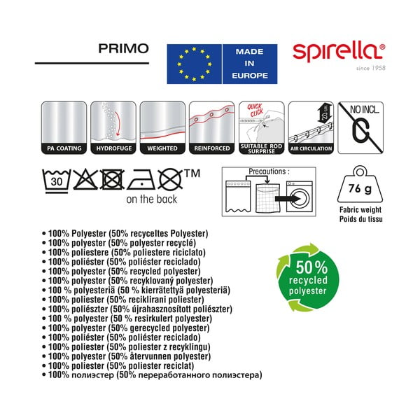 Tuš zavjesa 180x200 cm Primo – Spirella-image-1
