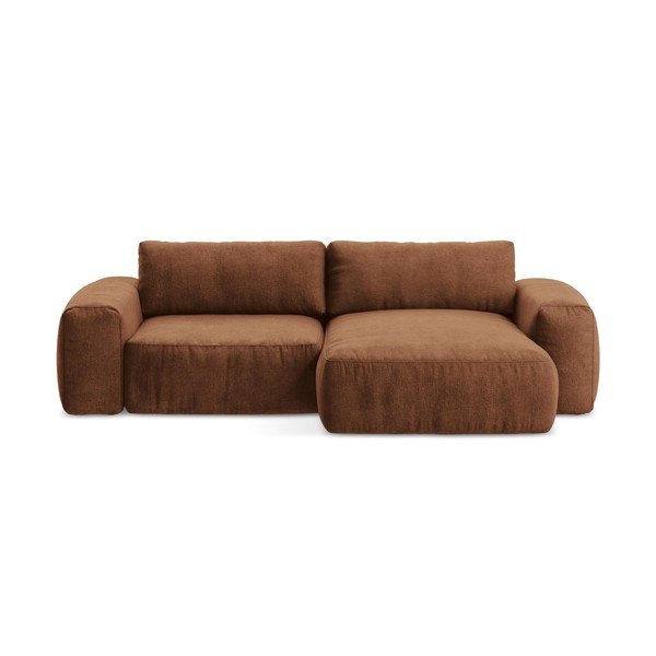 Sklopiva kutna garnitura od šenila boja terakote (s desnim kutom/s ležaljkom) Kuki – Makamii